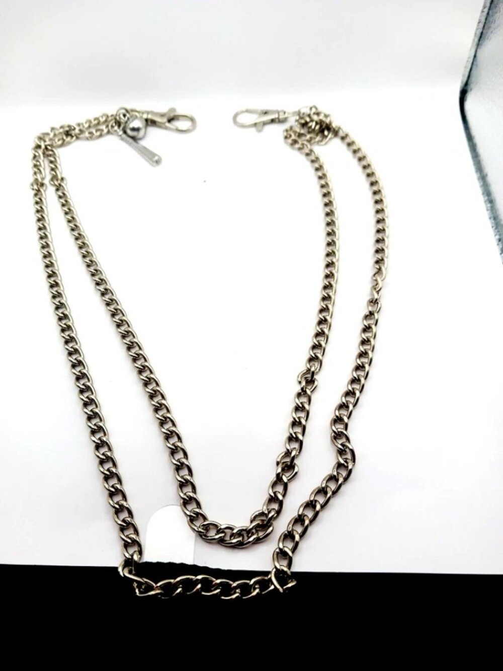 Bat + Ball Double Layered Pants Or Wallet Chain 23 " Silver Tone